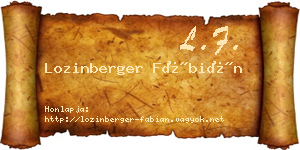 Lozinberger Fábián névjegykártya